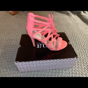 Salmon colored a.n.a lace up heels size 7